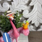 Pink Flamingo With Sunglasses   Hat  Cocktail   Surfboard Coastal Decor