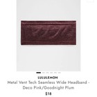 Lululemon Metal Vent Tech Seamless Wide Headband Nwt  Deco Pink   Goodnight Plum