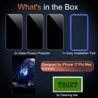 Tzgzt  real Anti Spy  3 Pack For Iphone 17 Pro Max Privacy Screen Protector Temp