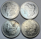 Morgan Dollars 1878-1893 Cc Lot Of 4 Uncirculated Mixed Dates Au bu Coins-us