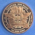 1 Oz Walking Liberty Round  999 Fine Advp Copper   free Shipping  