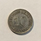 Wwi Era German Empire 10 Pfennig Coin 1873-1914
