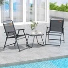 3-piece Patio Bistro Set Outdoor Folding Chairs   Table Set Black