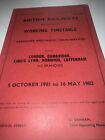 1982 Eastern Region British Railway Working Timetable London Cambridge Norwich