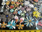 One Square Ft Floral Mosaic Tile  70 Assorted Colorful Daisies Birds   Flies