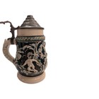 Antique Adolf Diesinger  9 German Beer Stein Children Cherubs Prosit Pewter Lid