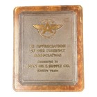 Vintage Circa 1930 s Flying A Tidewater Gasoline Egan Oil Brass Award Plaque