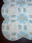 Vintage Impressions Wedding Ring Quilt Scalloped Pastel Green Blue Cottage 73x58