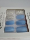 Kiss Gel Fantasy Medium Length Glue-on False Nails - Blue   Silver Glitter  1 