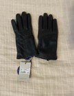 Cole Haan Black Genuine Leather Touchscreen Lined Wrist Gloves Size L