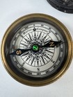 Vintage Brass Marine Pocket Compass W  Leather Case Nautical Decor