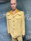 Vintage 1970s Men   s Disco Leisure Suit Textured Yellow Polyester 47 39x32 5