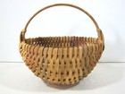 Rib Type Woven Splint Miniature Basket W handle Signed