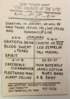 Grateful Dead 1969 Fillmore West Bill Graham Postcard Handbill Bg-154 N m B-17
