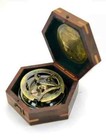 Nautical 4 Inch Antique Sundial  Compass Home Decor Collectible With Wooden Box