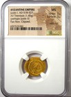 Justin I Gold Av Tremissis Byzantine Coin 518-527 Ad - Certified Ngc Ms  unc 