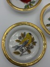 Vintage Mcm Glass Bird Coasters Set Of 4 Gold Rim Cardinal Bluebird Finch