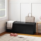 43 Inches Folding Storage Ottoman Bench  Upholstered Pu Leather Storage Chest   