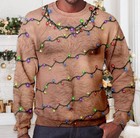 Funny Hairy Chest Ugly Christmas Sweater Xmas Lights Gag Gift S-5xl