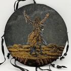 Native American Style Drum Wall Hanging Horse Warrior Beaded Fringe Southwestern