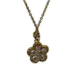 Gold Tone Flower Necklace And Earring Set Cubic Zirconia Floral Jewelry Nwot