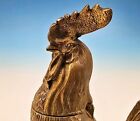 Antique Gilt Bronze Figural Rooster Inkwell W  Glass Insert Pen Holder Victorian