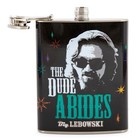 The Big Lebowski  the Dude Abides  Stainless Steel Flask   Holds 7 Ounces