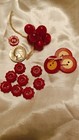 Lot Of Various Red Bakelite And Moonglow Mid Century Modern Vintage Buttons
