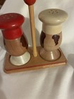 Vintage Wood 3 Piece Salt   Pepper Shaker Set