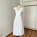 1980s John Charles Vintage Drop Waist Wedding Dress Minimalist Bridal Gown Eu 38