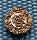 Antique Victorian Ornate Metal Button - Flowers Leaves - Silver   Gold - 1   