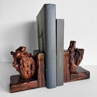 Vintage Natural Burlwood Bookends - A Pair