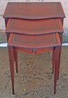 Set Of Antique Vintage Old Solid Mahogany Serpentine Nesting Accent Side Tables