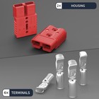 2x 175a 600v Battery Quick Connect Disconnect 1 0 Awg Plug Winch Connectors Red