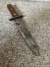 Antique Unmarked Wooden Handle Knife Serrated On One Side Vintage Thin Blade