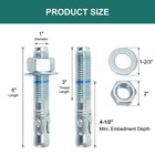 1  X 6  Concrete Anchors  4 Pack  1 Inch Wedge Anchors Bolts Zinc Plated 1 x6 