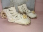  vintage Button Up Baby Shoes   Boots Large Doll Size Leather  Glass Bttn 1920 s