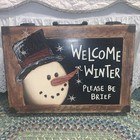 Christmas Winter Welcome Snowman Suitcase Decor Hand Painted Hobbiest