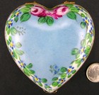 Limoges French Hand-painted Porcelain Heart-shaped Box Roses   Forget-me-nots