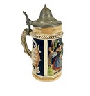 Vintage German Beer Stein With Pewter Lid     Hand Painted Late 19th Century 6   