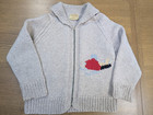 Vtg 60s 70s Hand Knit Cowichan Cardigan Sweater Snowmobile Novelty Wool Chunky