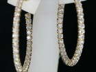Solid 14k Yellow Gold Moissanite Inside Out Hoop Earrings 3 Carat Round Cut Vvs1
