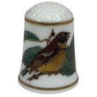 Songbirds Of World  oriental Greenfinch  Franklin Porcelain Robin Hill Thimble
