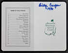 Billy Casper  d 2015  Autograph Pga Augusta Masters Signed Replica Scorecard Jsa