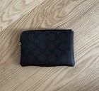 Coach Small Signature Canvas Corner Zip Black brown Missing Wristlet F58035