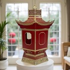 Vintage Battery Lighted Red And Gold  Spiritual Japanese Pagoda Lantern 12 h