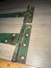 2 Barn T-strap Hinges Chippy Green Paint  Saved From Old Barn Door