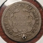 1854 Arrows Seated Liberty Half Dime  3 Small Hole