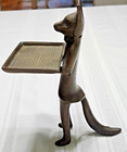 Vintage Bronze Standing Fox Business Card Holder 7  Butler W  Tray