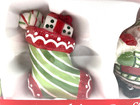 Fitz   Floyd Salt Pepper Shakers Christmas Dinner Table Santa Stocking Nib